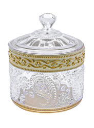 Al Hoora Cube Snacks Bowl with Cover, Silver/Gold