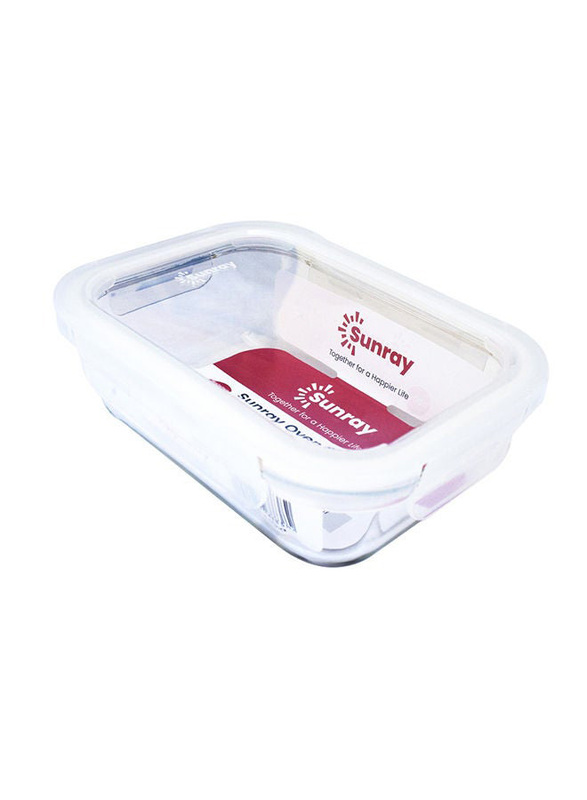 Sunray Glass Rectangle Container, 640ml, Clear