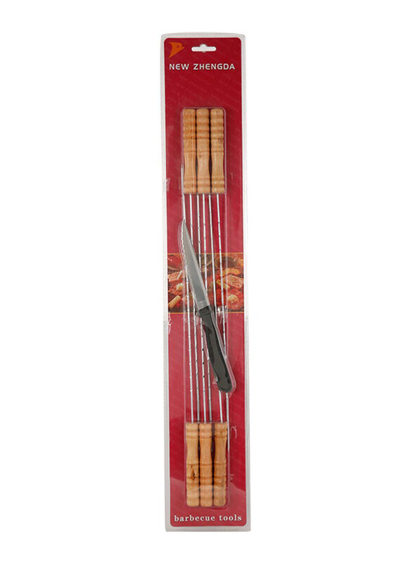 

Zhengda 7-Piece Barbecue Skewer & Knife Set, Silver