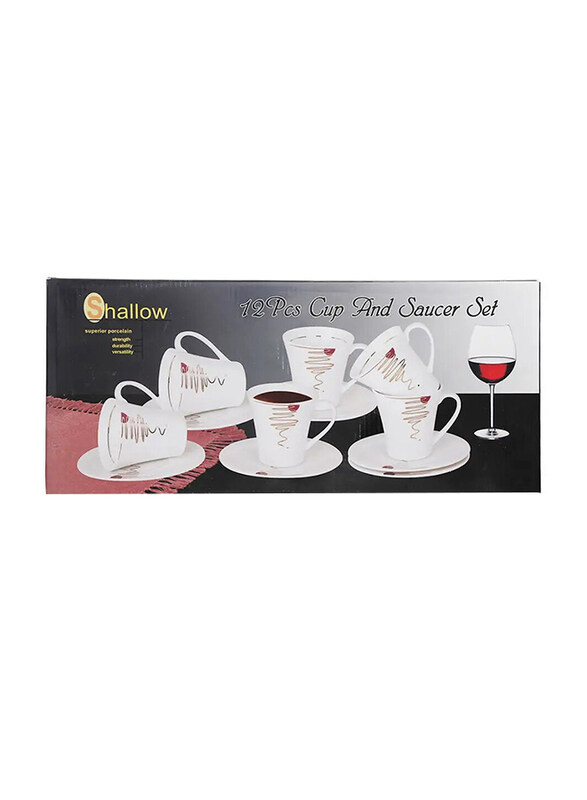 

Shallow 200ml 6-Piece Porcelain Cup & Saucer Set, White