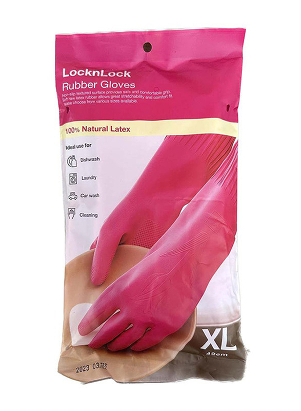 Locknlock 42cm Rubber Gloves, Pink, XL