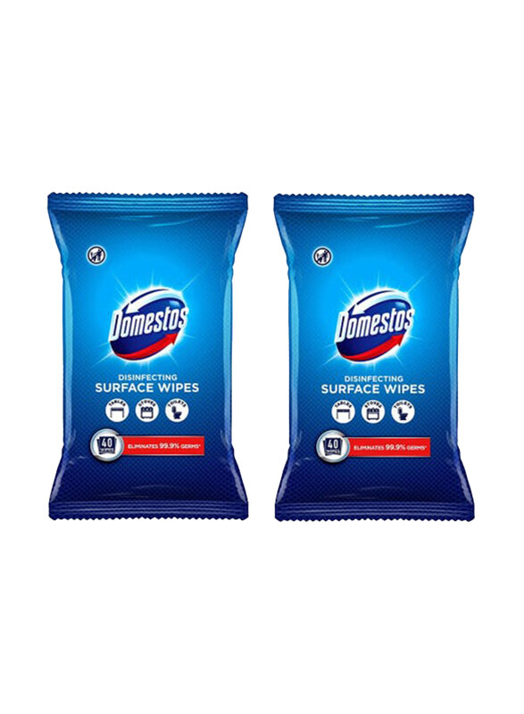 

Domestos Surface Cleaning Wipes, 2 x 40 Wipes
