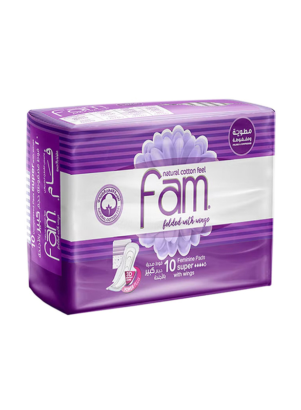 Fam Maxi Folded With Wings Feminine Sanitary Pads, 10 Pads