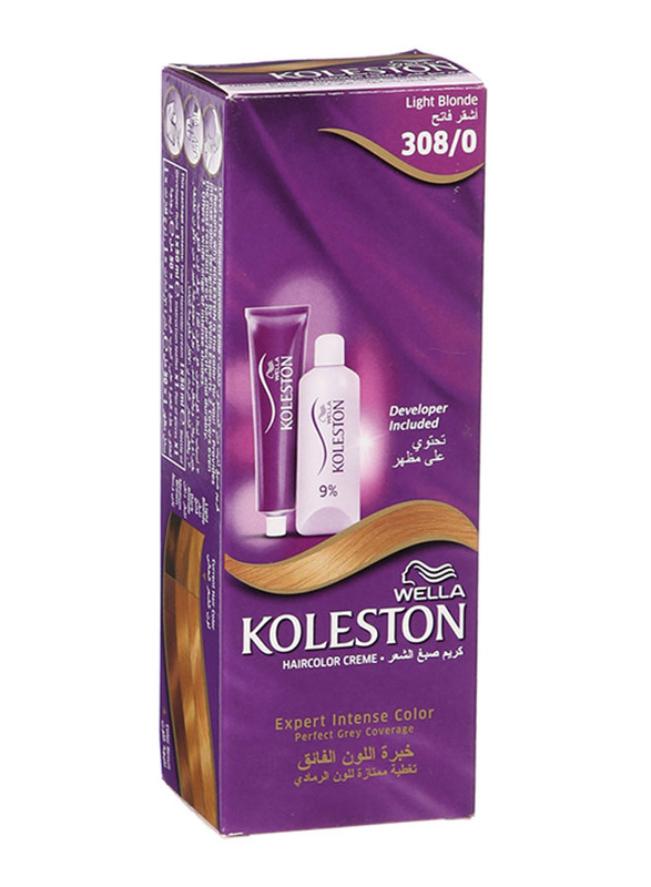 Wella Koleston Hair Dye Cream, 308/0 Light Blonde