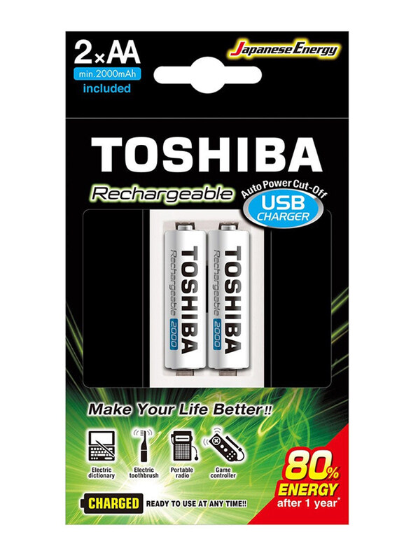 

Toshiba Rechargeable Battery, 2 Pieces, Silver
