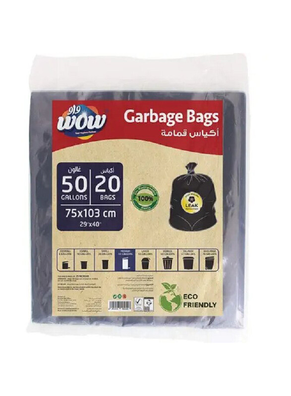 

Wow Garbage Black Bag Rollm 75 x 103, 50 Gallons, 20 Pieces