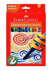 Faber Castell Twist Retractable Wax Crayon, Multicolour, 12 Pieces