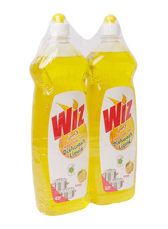 Wiz Lemon Dishwash Liquid, 2 x 1 Liter