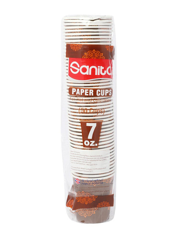 

Sanita 20oz 50-Piece Disposable Paper Cups, White/Brown