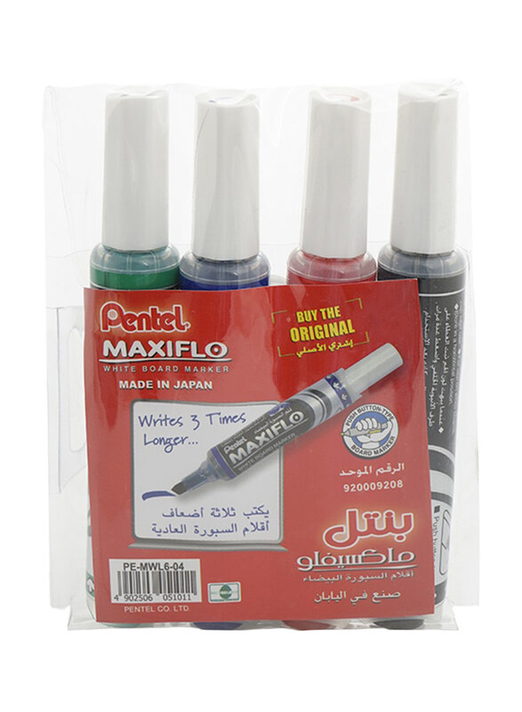 

Pentel MaxiFlo Whiteboard Markers Set, 4 Pieces