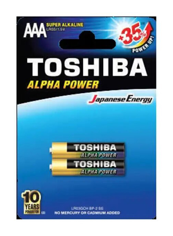 Toshiba AAA Alpha Super Power Batteries, 2 Pieces, Multicolour