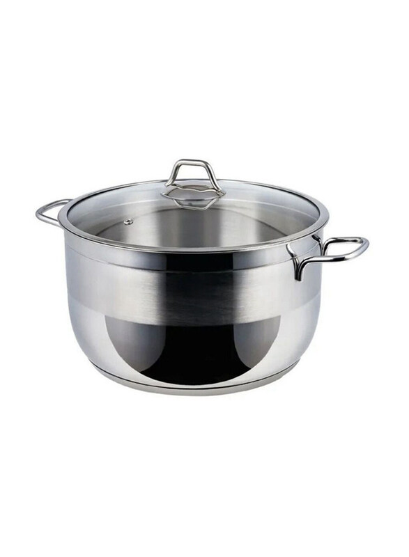 

Sofram 1.75L Round Stainless Steel Deep Casserole with Glass Lid, 16cm, Silver