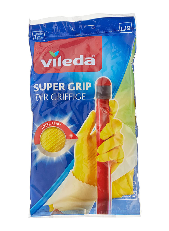 Vileda Super Grip Durable Reusable Gloves, Large, 1 Pair