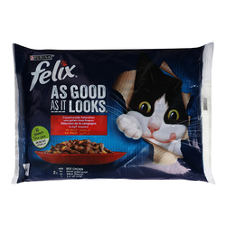 Purina Felix As Good As It Looks Countryside In Jelly Wet Cat Food, 4 x 85 g