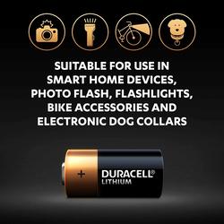 Duracell CR2 3V Ultra Lithium Photo Camera Battery, Black/Gold