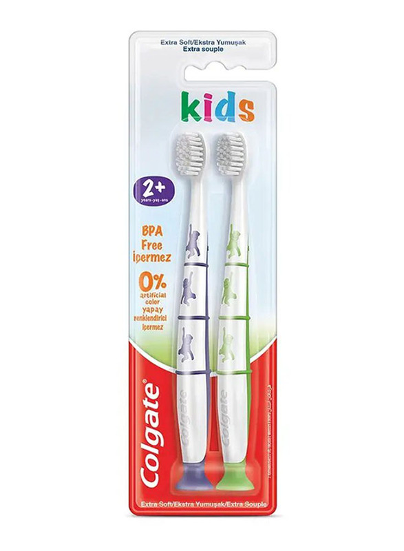 Colgate BPA Free Kids Toothbrush, 2+ Years, Extra Soft - 2 Pieces