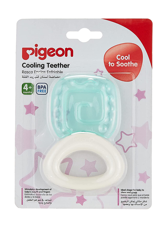 Pigeon Square Cooling Teether, Blue/White