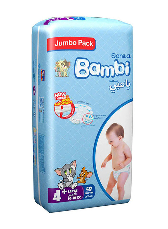 Bambi Diapers #4 Large 10-18 Kg - 58 Diapers