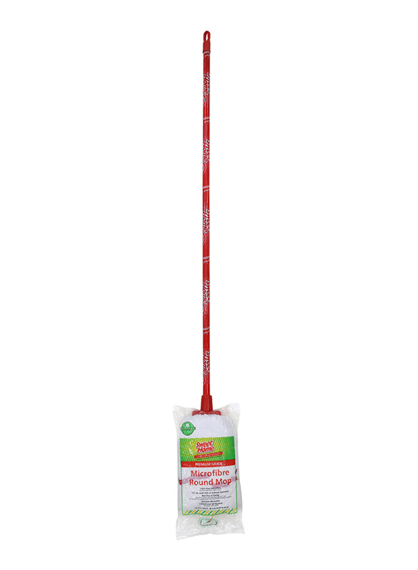 Sweet Home Microfiber Round Mop, 46cm, White/Red