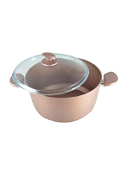 Home Maker 28cm Round Granite Casserole with Lid, Rose Gold
