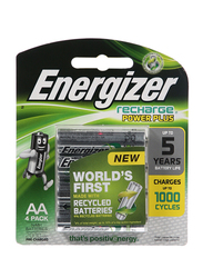 Energizer Rechargeable Power Plus 2000mah Battery, 4 Pieces, Silver