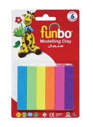 Funbo Modelling Clay 6 Neon Colors in Blister Card, 50gm, Multicolour