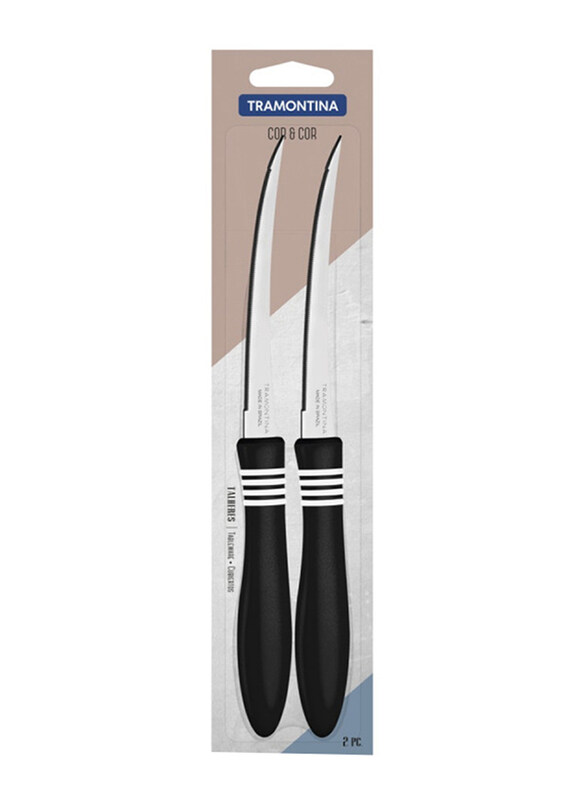 

Tramontina 2-Piece 5-inch Cor & Cor Tomato Knife Set, Black/Silver