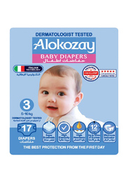 Alokozay Premium Baby Diapers, Size 3, 5-10 kg, 17 Count