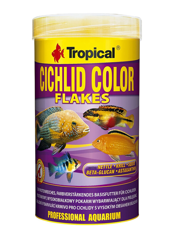 

Tropical Cichlid Color Flakes Dry Fish Food, 100ml