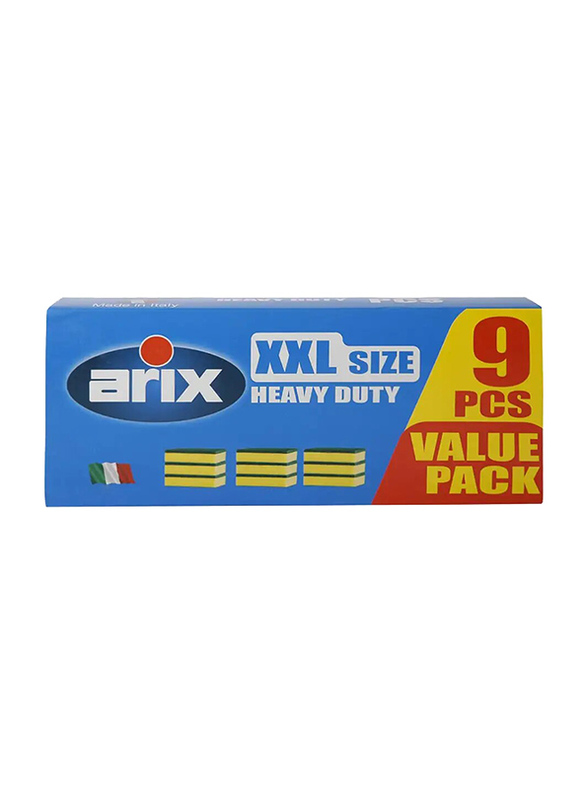 Arix Heavy Duty Sponge Xxl, 9 Pieces