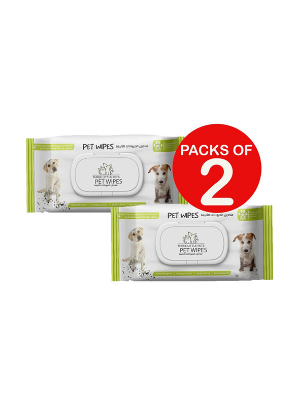 Three Little Pets Wipes, 2 x 80 Wipes