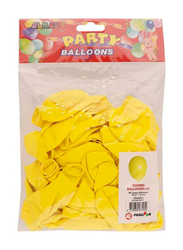 Alras Prolloon Round Shape Balloons, Large, 40 Pieces, Yellow