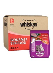 Whiskas Gourmet Seafood Cat Dry Food, 4 x 3 Kg