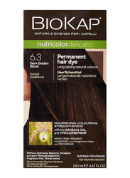 Biokap Permanent Nutricolor Delicato Long Lasting Natural Permanent Hair Colour, Dark Golden Blonde 6.3, 4.67 oz