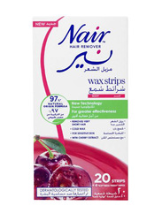 Nair Hair Removal Cold Wax Strips with Cherry Extract, 20 Strips