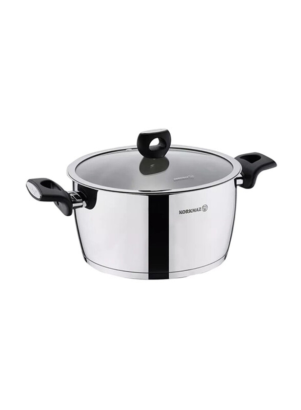 

Korkmaz 2L Nora Round Stainless Steel Casserole with Lid, 16 x 10cm, Silver