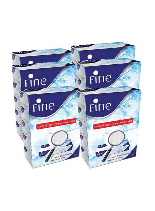 Fine Facial Tissue, 5 X 150 Sheets