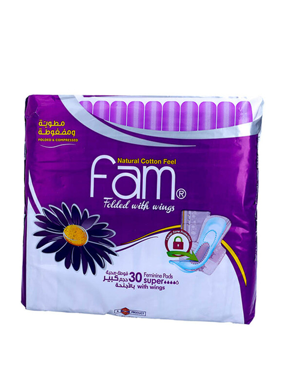 

Fam Sanitary Pads Maxi Folded With Wings Super - 30 Pads