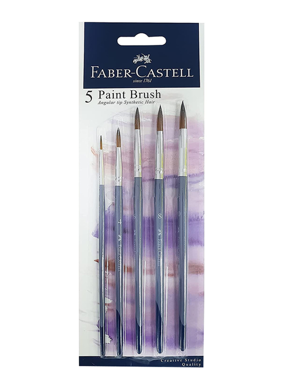 Faber Castell Round Paint Brush Set Sizes 2 4 6 8 10 with Synthetic Hair, Multicolour