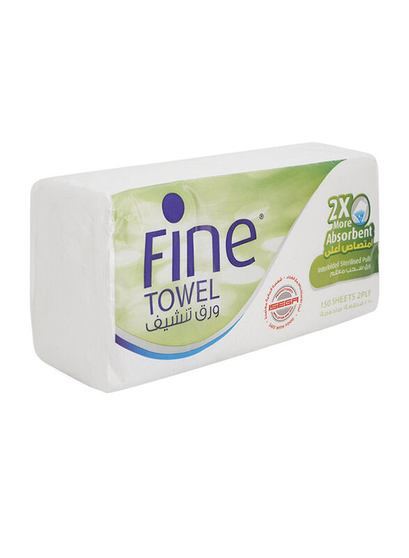 

Fine 2 x More Absorbent Interfolded Kitchen Paper Towel - 150 Sheets, 2 Ply