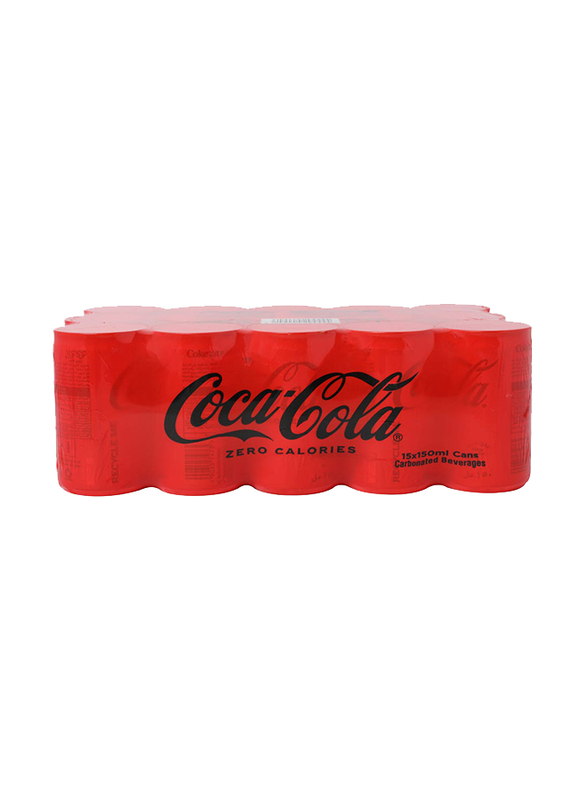 Coca Cola Zero Calories Carbonated Soft Drink Cans, 15 x 150ml