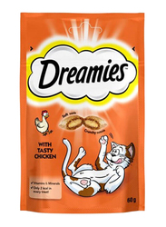 Dreamies with Tasty Chicken Flavor Dry Cat Food, 60 grams