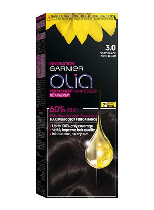 

Garnier Olia No Ammonia Permanent Hair Colour, 209g, 3.0 Soft Black, Black