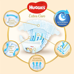 Huggies Extra Care Size 3, Jumbo Pack, (4-9 kg) - 76 Diapers