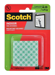 3M Scotch Indoor Double-Sided Mounting Squares, 1 x 1 in, 16 Squares