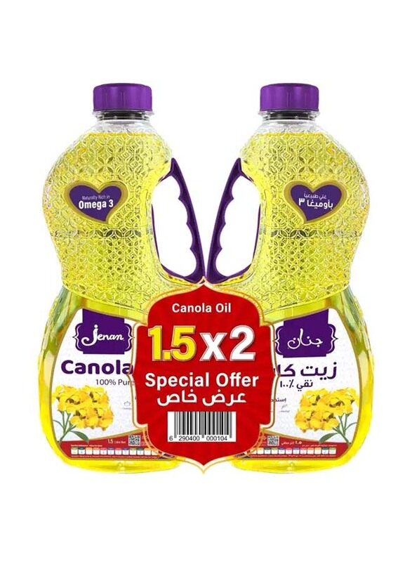 

Jenan Canola Oil, 2 Pieces x 1.5Ltr