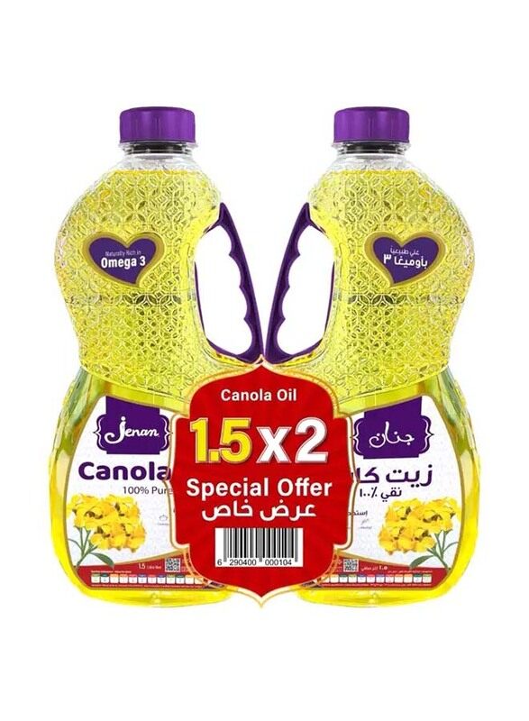 Jenan Canola Oil, 2 Pieces x 1.5Ltr