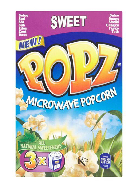 Popz Microwave Sweet Popcorn, 3 x 90g