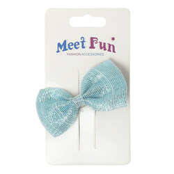 Meet Fun Hair Clip with Bow for All Hair Types, BJ19046A, Aqua