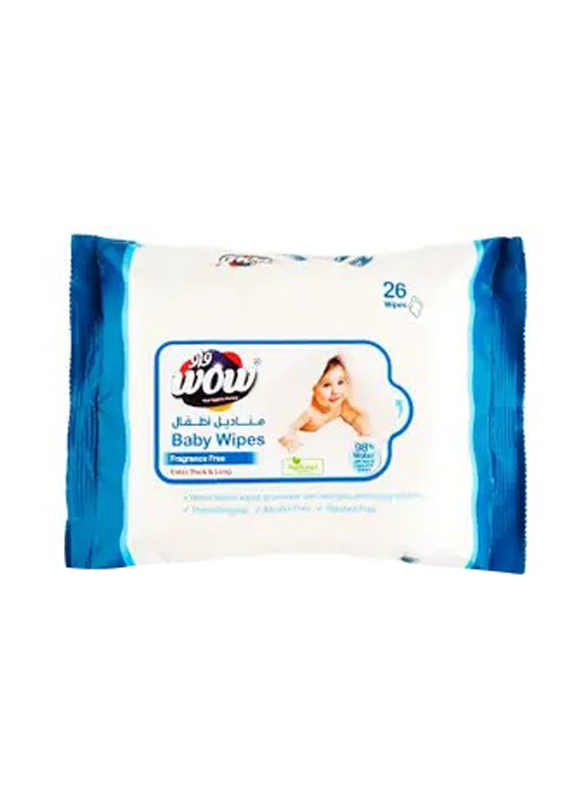 Wow Fragrance Free Baby Wipes, 26 Wipes